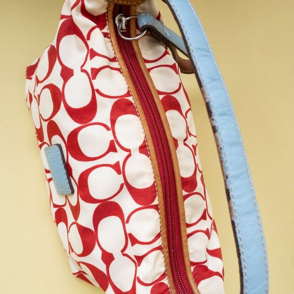 COACH VTG 2000’s Coach Mini Handbag Cream & Red C - Picture 4 of 10